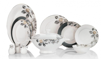 Schafer Lisa ALT04 60 Parça 12 Kişilik Desenli Bone China Yuvarlak Yemek Takımı