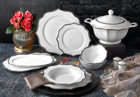 Aryıldız AR 40016 60 Parça 12 Kişilik Desenli Porselen Yuvarlak Yemek Takımı