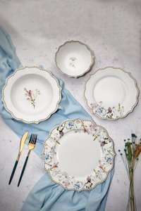 Paçi Bone China P/POR-101324 24 Parça 6 Kişilik Desenli New Bone Yuvarlak Yemek Takımı