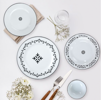 Keramika Riva 24 Parça 6 Kişilik Desenli Stoneware Yuvarlak Yemek Takımı