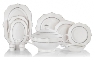 Schafer Sole PLT02 60 Parça 12 Kişilik Desenli Porselen Yuvarlak Yemek Takımı