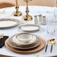 Karaca Jewel 56 Parça 12 Kişilik Desenli New Bone Yuvarlak Yemek Takımı