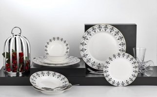 Neva Katre N2567 24 Parça 6 Kişilik Desenli Porselen Yuvarlak Yemek Takımı