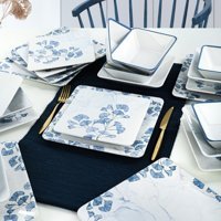 Keramika Hezaren 24 Parça 6 Kişilik Desenli Stoneware Kare Yemek Takımı