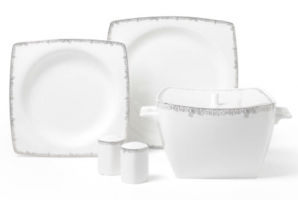 Korkmaz Bone Selection A8424 60 Parça 12 Kişilik Desenli Bone Kare Yemek Takımı