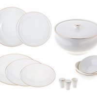 Jumbo Cosmos Gold 60 Parça 12 Kişilik Desenli Bone Yuvarlak Yemek Takımı