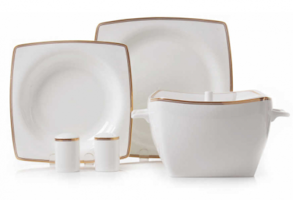 Korkmaz Bone Selection A8438 60 Parça 12 Kişilik Desenli Bone Kare Yemek Takımı