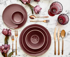 Bella Maison Allure Seramik Gülkurusu 24 Parça 6 Kişilik Desenli Stoneware Yuvarlak Yemek Takımı