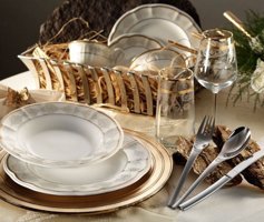 Aryıldız AR 30039 83 Parça 12 Kişilik Desenli Bone China Yuvarlak Yemek Takımı