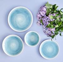 Bella Maison Pure Seramik Mavi 24 Parça 6 Kişilik Desenli Seramik Yuvarlak Yemek Takımı