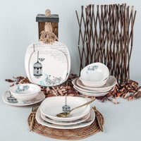 Keramika Retro 48 Parça 12 Kişilik Desenli Stoneware Yuvarlak Yemek Takımı