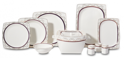 Korkmaz Bone A8434 60 Parça 12 Kişilik Desenli Porselen Yuvarlak Yemek Takımı