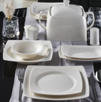 Güral Porselen Caroline 6117 62 Parça 12 Kişilik Desenli Porselen Kare Yemek Takımı