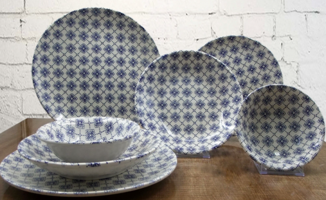 Arna Porselen Point 24 Parça 6 Kişilik Desenli Stoneware Yuvarlak Yemek Takımı