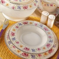 Kütahya Porselen Bone China 25136 84 Parça 12 Kişilik Desenli Bone China Yuvarlak Yemek Takımı