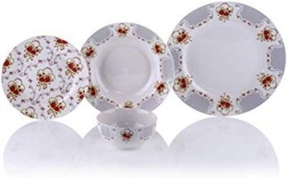 Porio Maya M42-108 24 Parça 6 Kişilik Desenli Porselen Yuvarlak Yemek Takımı