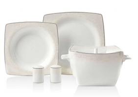 Korkmaz Bone Selection A8441 60 Parça 12 Kişilik Desenli Bone Kare Yemek Takımı