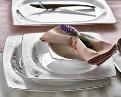 Neva Parmıda N2480 60 Parça 12 Kişilik Desenli Porselen Kare Yemek Takımı