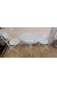Biev Yuvarlak Metal 60 cm Beyaz Kamp Masası