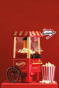 Cookplus Mutfaksever Nostaljik Kırmızı Mısır Patlatma Makinesi