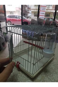 Yalçın Baba Yem Dikdörtgen Metal Muhabbet Kuşu Kafesi Beyaz