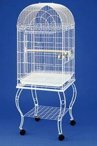 Qh Pet Cage 902AB Çatılı Ayaklı Dikdörtgen Krom Papağan Kafesi Beyaz