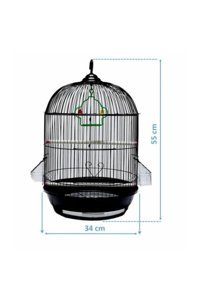 Best Cage BG401 Çatılı Yuvarlak Krom Muhabbet Kuşu Kafesi Siyah
