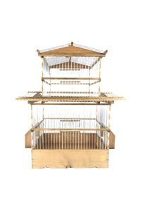 Naturbird Çatılı Dikdörtgen Ahşap Muhabbet Kuşu Kafesi Kahverengi