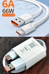 Magictech Xiaomi-Oppo-Samsung-Huawei Type C Kablolu 33 W-67 W-120 W 5 Amper-6 Amper Hızlı Şarj Muadil Şarj Aleti Beyaz