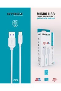 Syrox Tonex C107 Micro Usb Kablolu 3 Amper Hızlı Şarj Muadil Şarj Aleti Beyaz