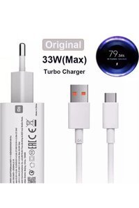 Akg Redmi Note 8-9-10-Pro Type C Kablolu 33 W Hızlı Şarj Orjinal Şarj Aleti Beyaz