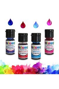 Velomy Pembe Lacivert Bordo Mavi Su Bazlı Sıvı Gıda Boyası 4x10 gr