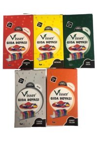 Visser Kırmızı Sarı Yeşil Beyaz Turuncu Organik Toz Gıda Boyası 5x9 gr
