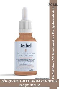 Reshell %7 Caffeine %1 Hyalüronik Asit Aydınlatıcı Göz Altı Torba Karşıtı Gece Gündüz Serumu 30 ml