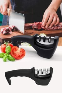 Kitchen Beauty 3 Açılı Elmas Bıçak Bileme Aleti Siyah