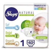Sleepy 1 Numara Organik Göbek Oyuntulu Cırtlı Bebek Bezi 40 Adet