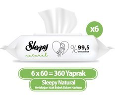 Sleepy Natural Yenidoğan 60 Yaprak 6'lı Paket Islak Mendil