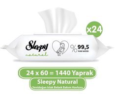 Sleepy Natural Yenidoğan 60 Yaprak 24'lü Paket Islak Mendil