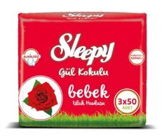 Sleepy Gül Kokulu 50 Yaprak 3'lü Paket Islak Mendil