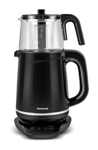 Homend 1726 Royaltea Konuşan Otomatik Cam Demlikli 1800 W Plastik Gövdeli Siyah Çay Makinesi