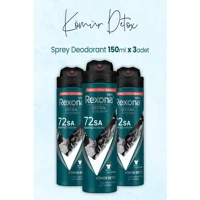 Rexona Kömür Detox Sprey Erkek Deodorant 3x150 ml