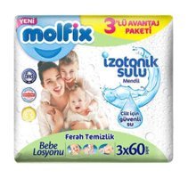 Molfix İzotonik Sulu Ferah Temizlik 180 Yaprak 3'lü Paket Islak Mendil