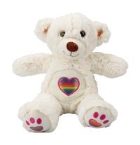 Sunman Gökkuşağı Kalpli Peluş Ayı Beyaz 30 cm Peluş Oyuncak