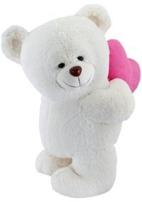 Neco Krem Plush Arkada Kalp Tutan Ayakta Ayı 55 cm Peluş Oyuncak