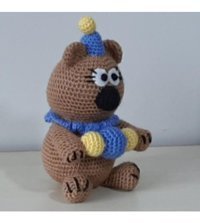 Nildamigurumi Örgü Ayı Palyaço 24 cm Peluş Oyuncak