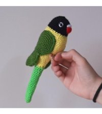 Nildamigurumi Muhabbet Kuşu Siyah Yeşil Peluş Oyuncak