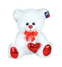 Halley Oyuncak Parlak Kalpli Peluş Ayı 50 cm Beyaz Peluş Oyuncak