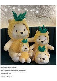 Alibee ZXPitaya Ananas Winnie Ayı Bebek Peluş Oyuncak