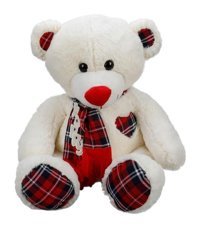 Sunman Krem Ekose Atkılı Ayı 60 cm Peluş Oyuncak