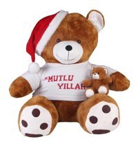 Bambi Yavrulu Noel Ayı Kahve 95 cm Peluş Oyuncak